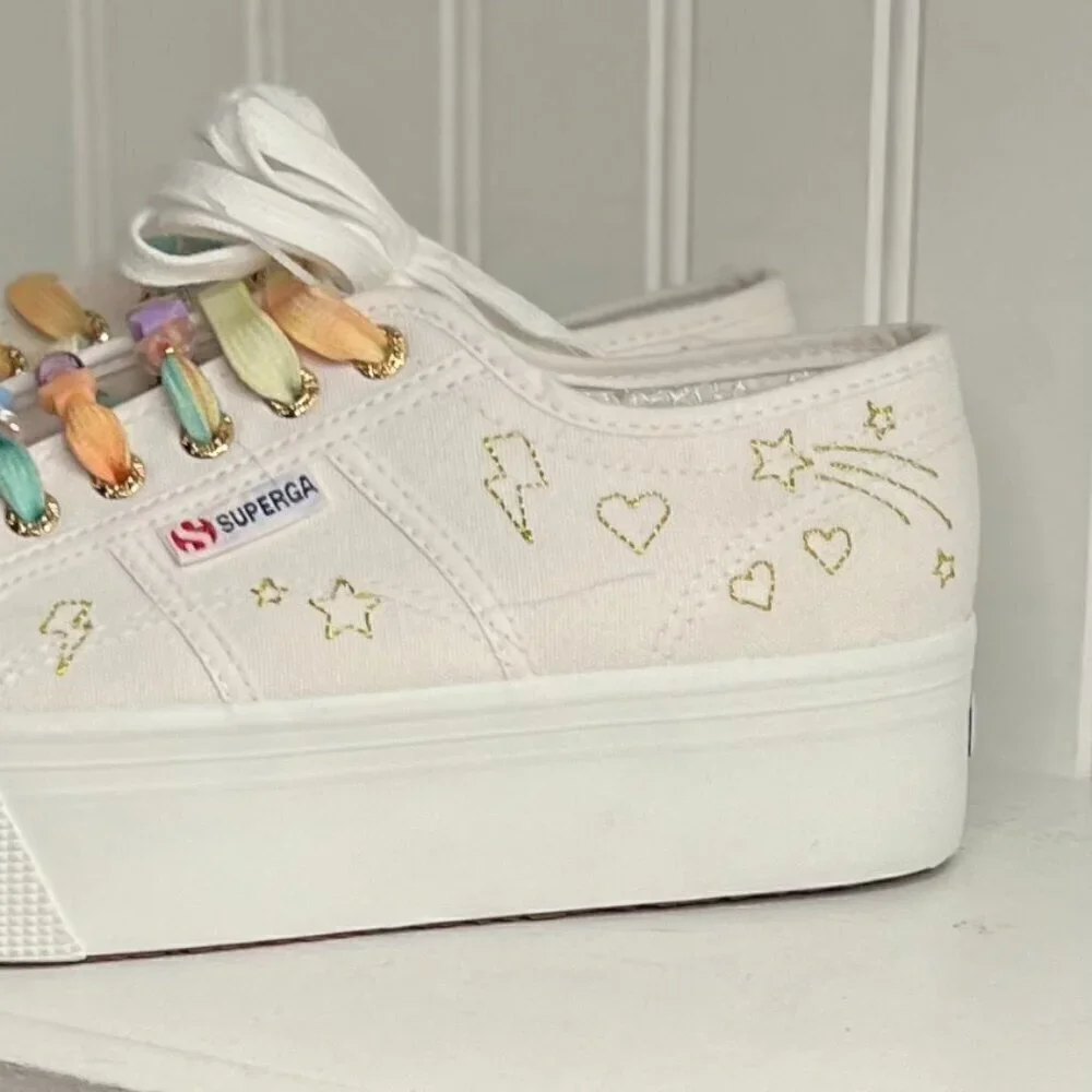 SUPERGA + LOVESHACKFANCY 2790 SZ 8.5 NWT Platform Sneaker, Fantasia Collection